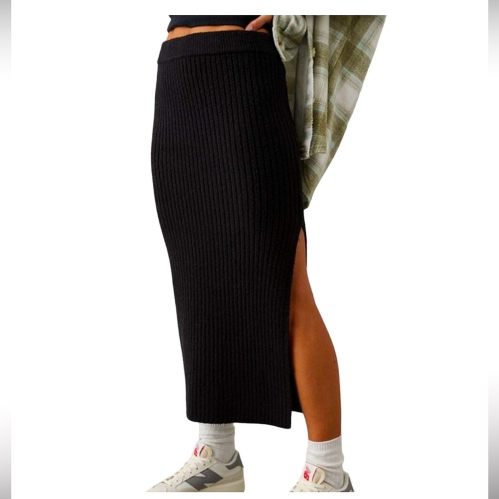 NWT! American Eagle stretch knit ribbed sweater midi thigh slit skirt- sz xs